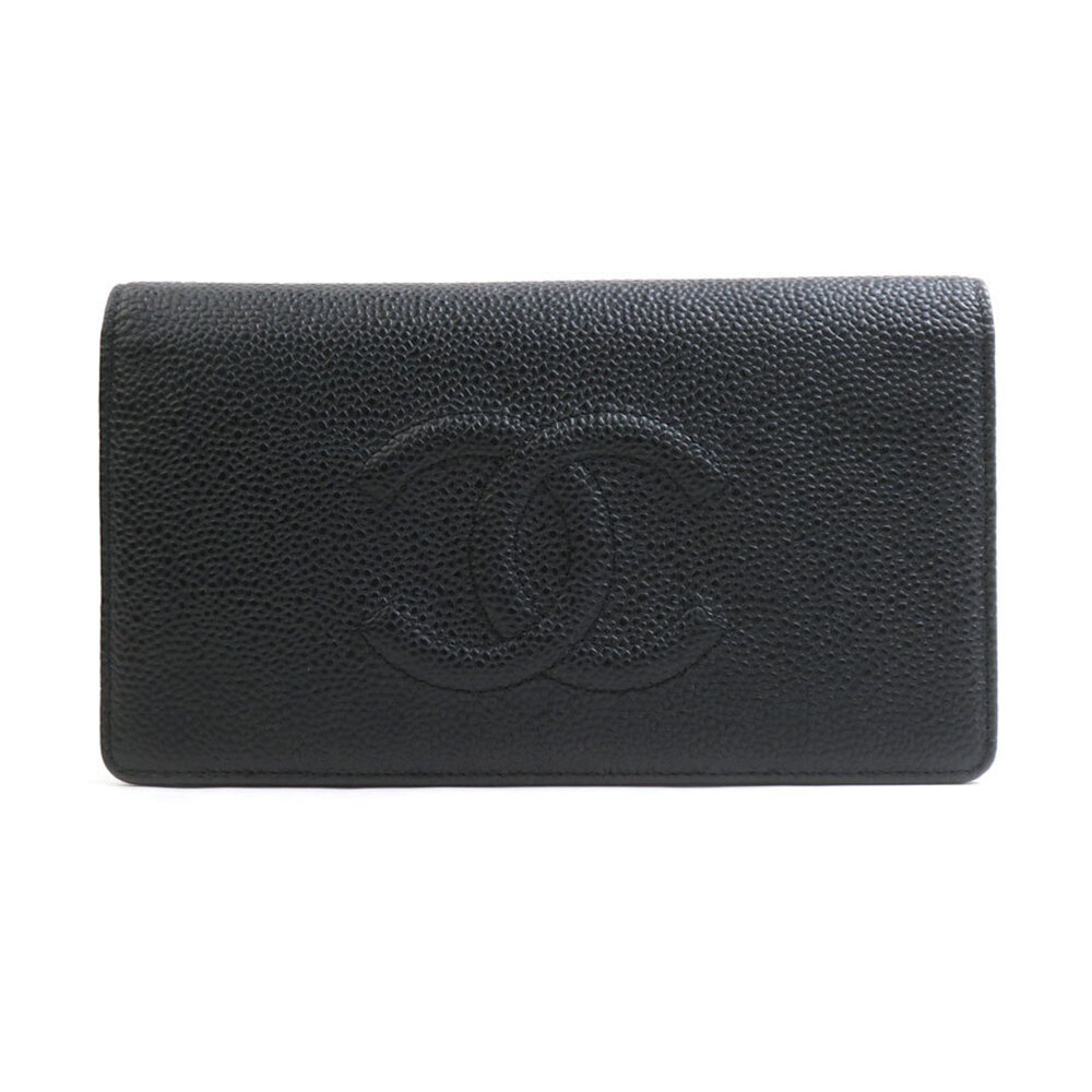 CHANEL Black Caviar Leather Wallet